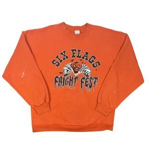 Vintage Six Flags Theme Parks Six Flags Fright Fest Crew Neck Sweatshirt